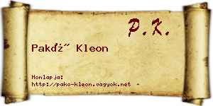 Pakó Kleon névjegykártya